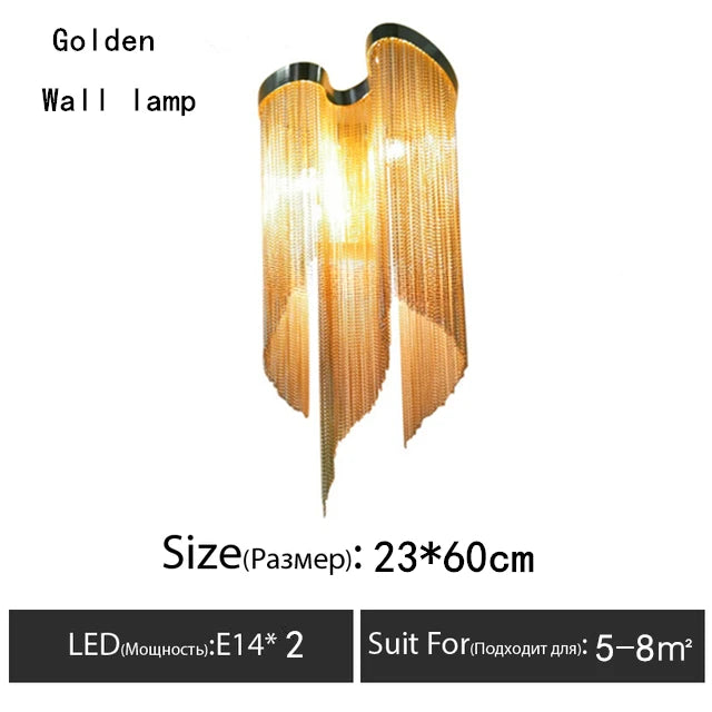 Italy Designer Stream Tassel Chandelier Aluminum Chain