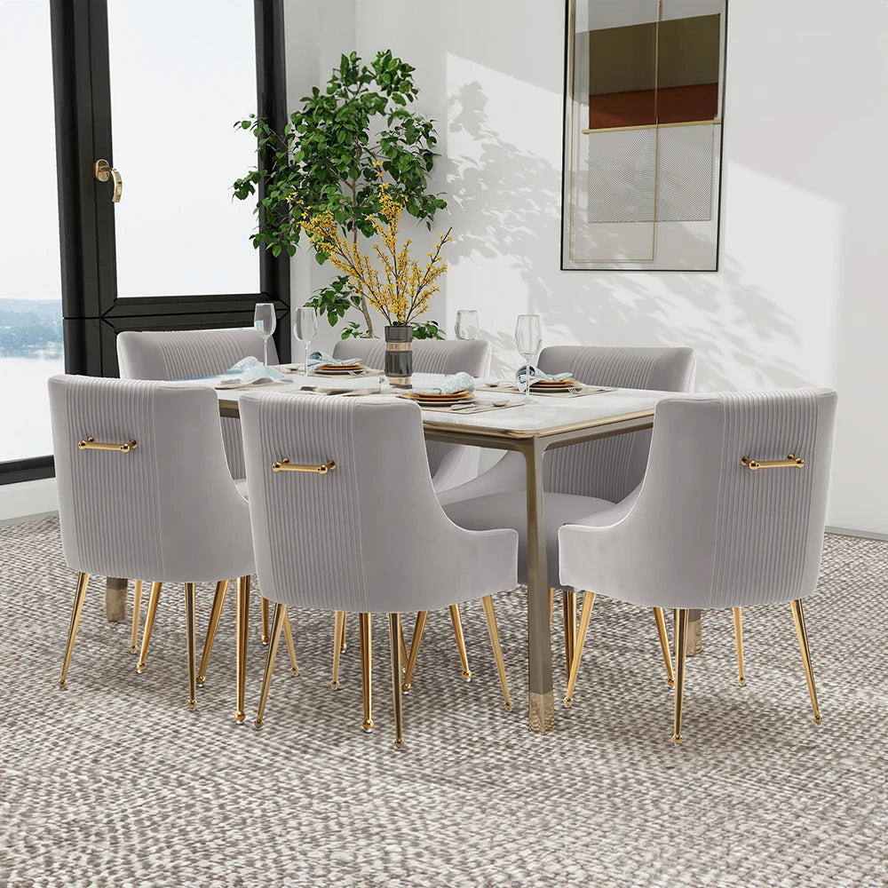 Seynar Velvet Dining Chairs Set Of 6 Upholstered Barrel