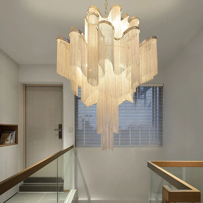 Italy Designer Stream Tassel Chandelier Aluminum Chain