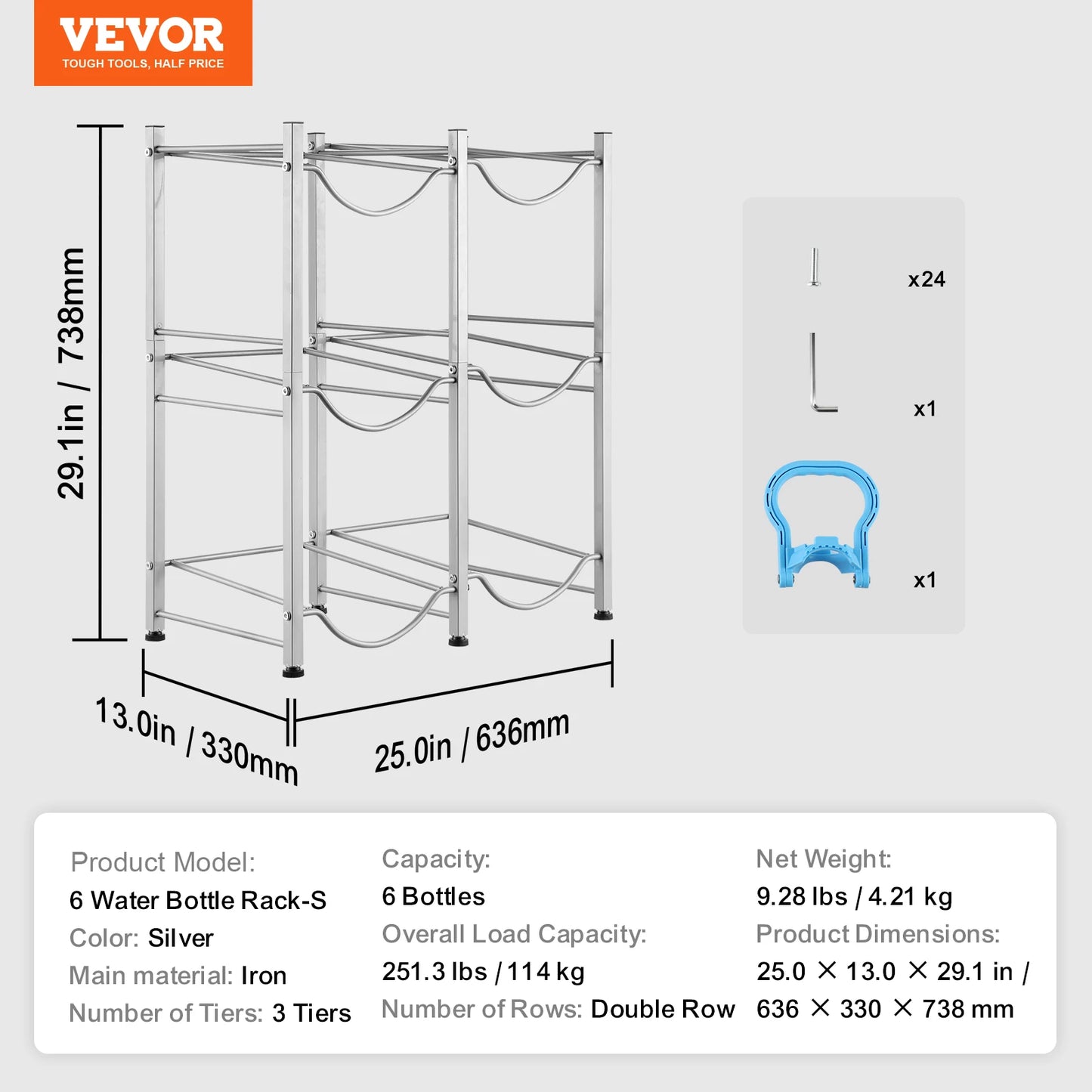 SucceBuy 5 Tier Water Jug Holder Iron Bottle Rack Unit