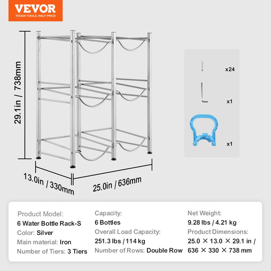 SucceBuy 5 Tier Water Jug Holder Iron Bottle Rack Unit