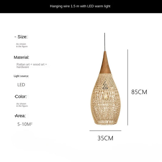 Vintage Rattan Pendant Light For Dining And Kitchen