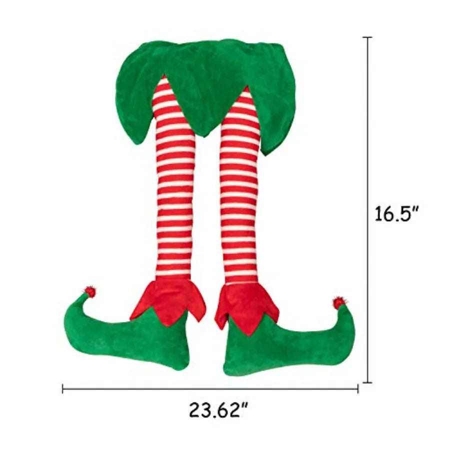 23 Christmas Elf Stuffed Legs Stuck Tree Topper Decorations for Xmas Holiday Indoor Outdoor Use Festive Party Ornaments and Dec
