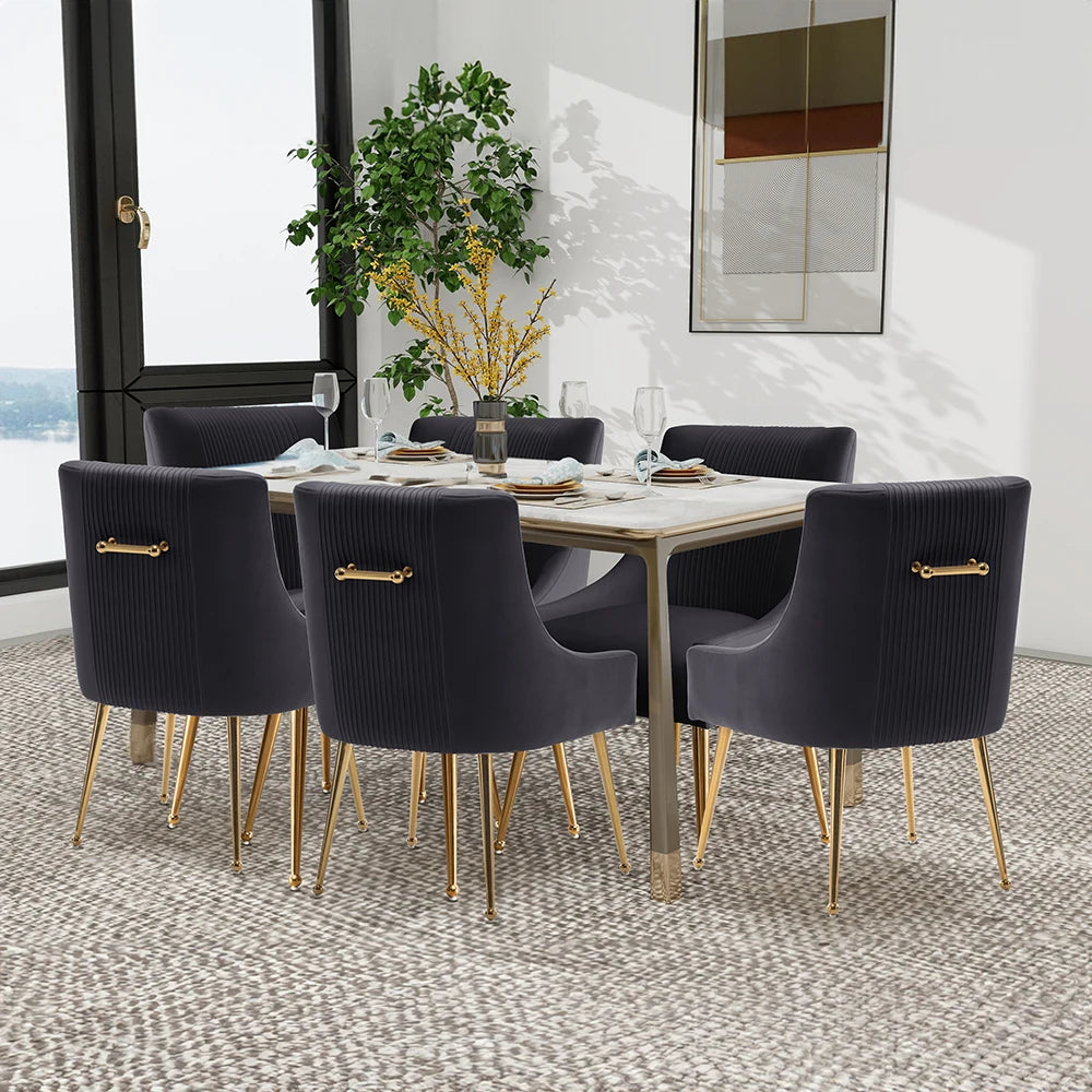 Seynar Velvet Dining Chairs Set Of 6 Upholstered Barrel