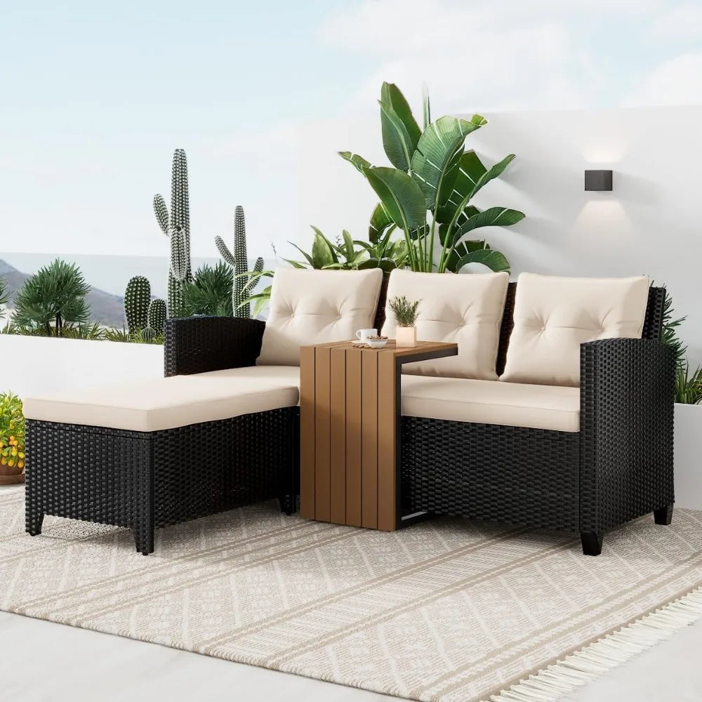 Angduo Outdoor Wicker Furniture Set 3 Piece Conversation