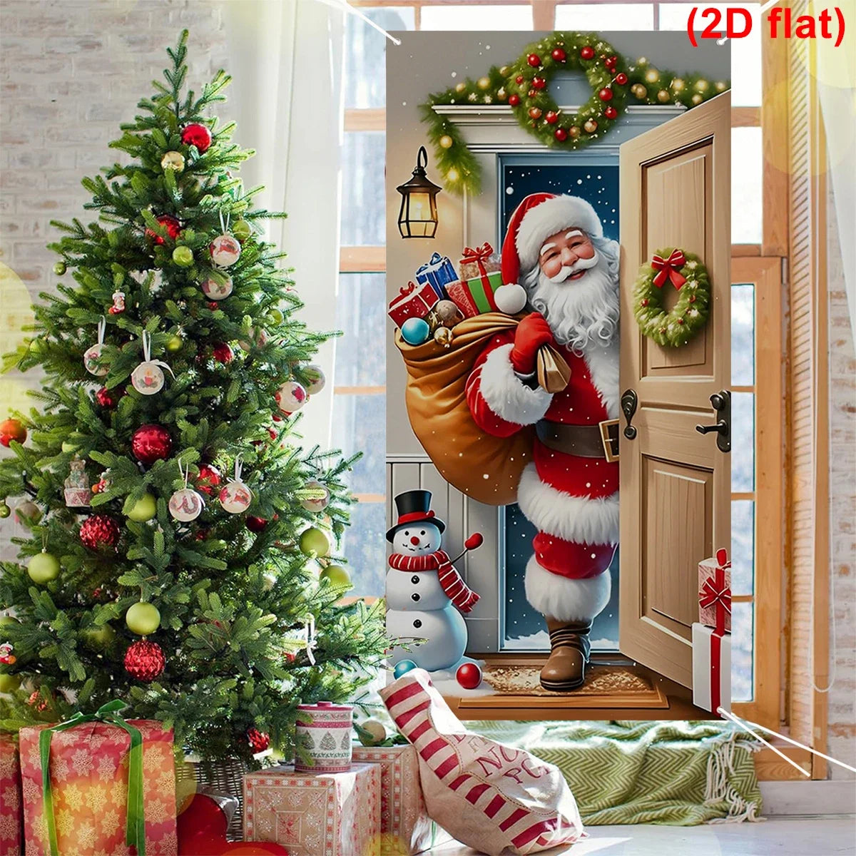 Christmas Hanging Flag Santa Claus Door Banner Christmas Decoration For Home 2025 Xmas Ornament Navidad Natal New Year Gift 2026