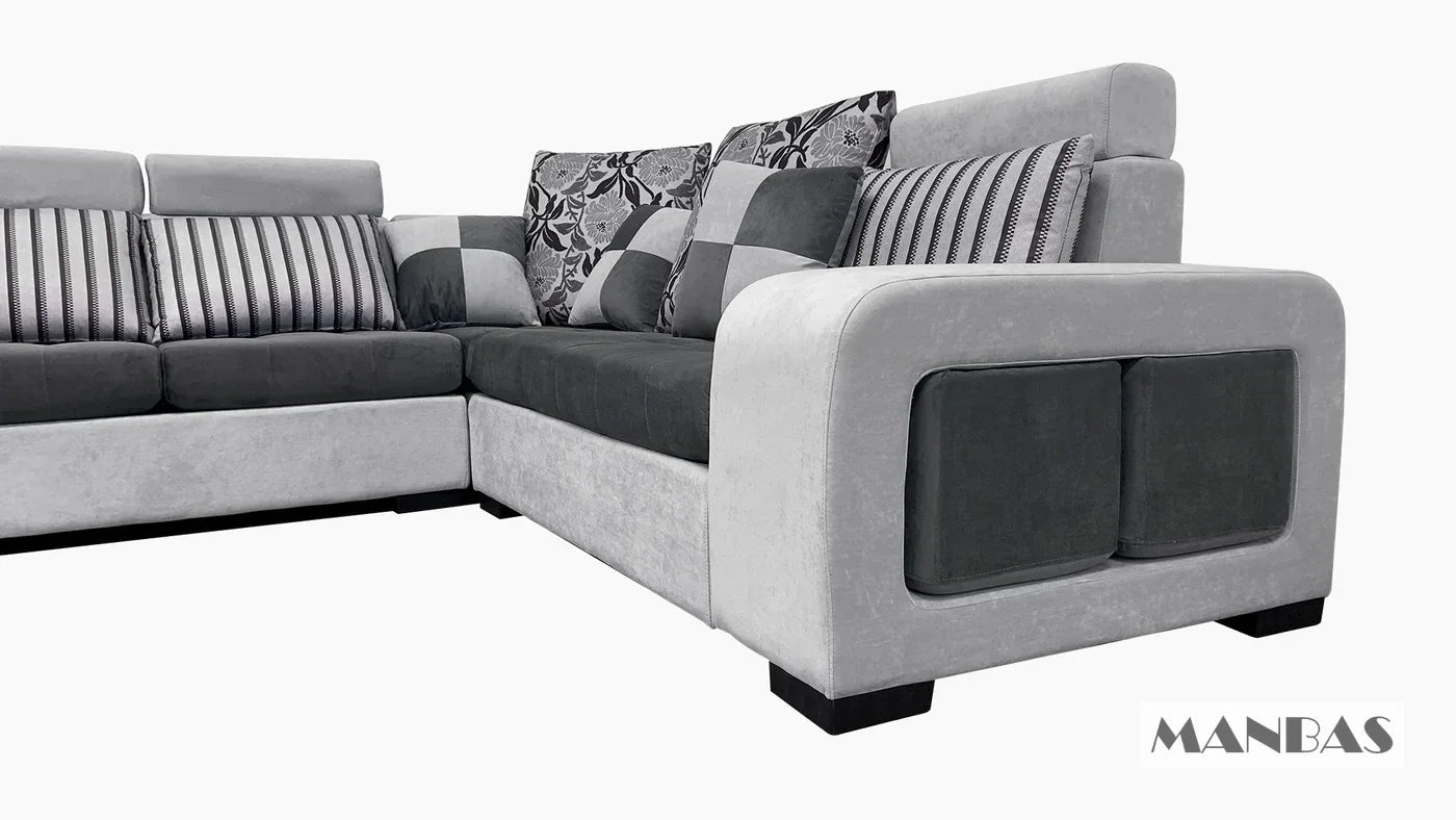 MINGDIBAO U Shaped Sectional Couch With Chaise Fabric Sofa