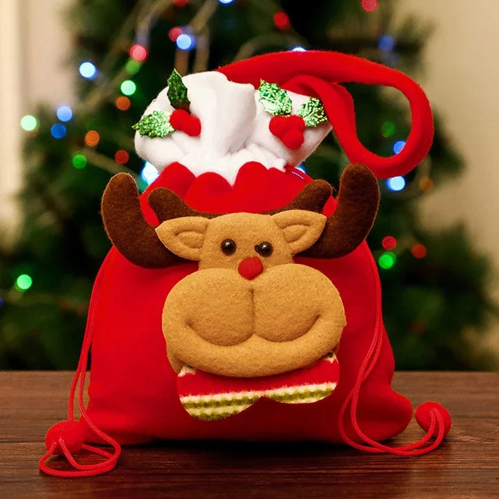 1-20PCS Christmas Gift Bags Handbags Tote Bags Candy Bags Snowman Bear Gift Bags Storage Bags Christmas Decoration