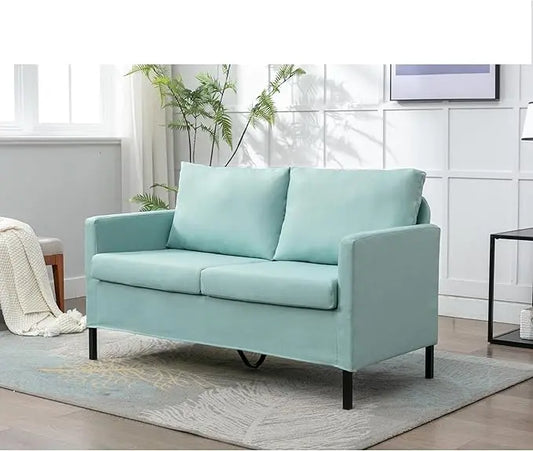 YANYING Linen Fabric Modern Loveseat Sofa With Iron Legs