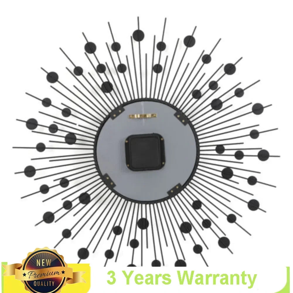 Display Sunburst Metal Wall Clock Modern Diamond Decor