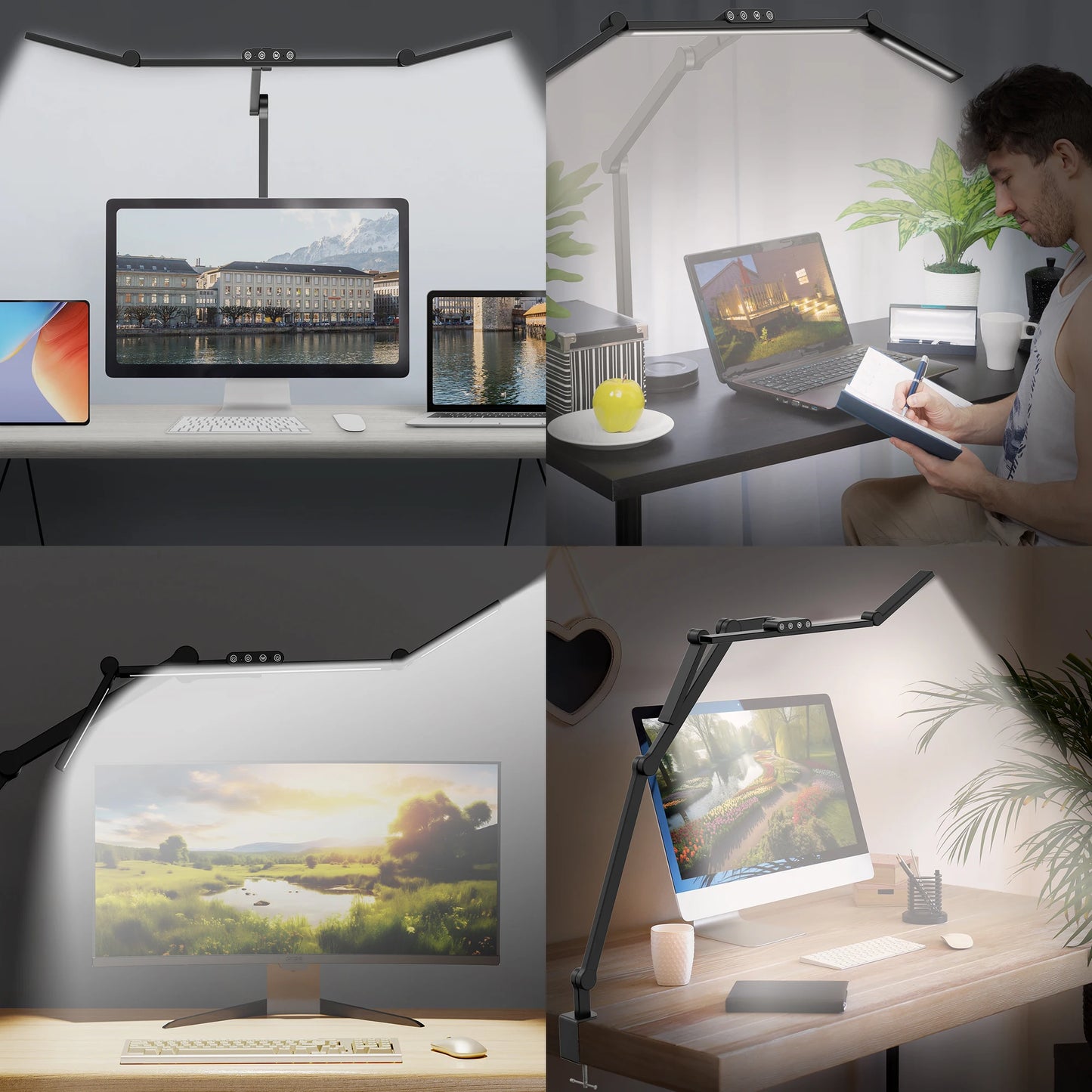 Aiopp Led Desk Lamp With Clamp Auto Dimming For Home Office