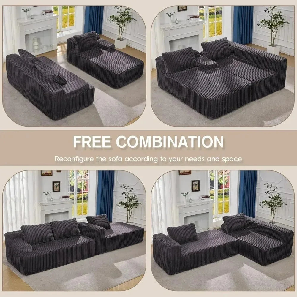 HUANZHUANG Modular L Shaped 3 Seat Sectional Sofa Memory Foam