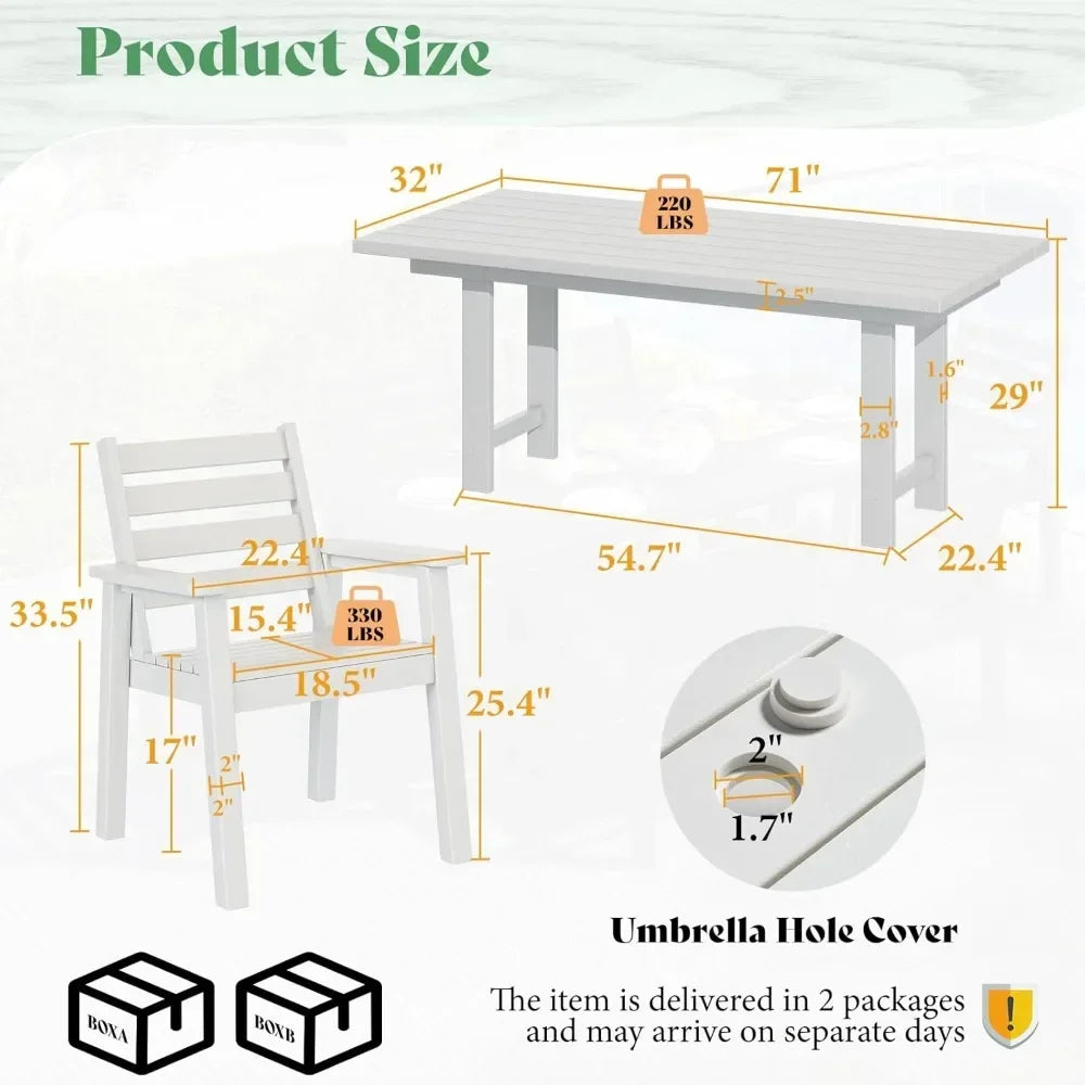 General Use 7-Piece HDPE Outdoor Dining Set With 6 Chairs