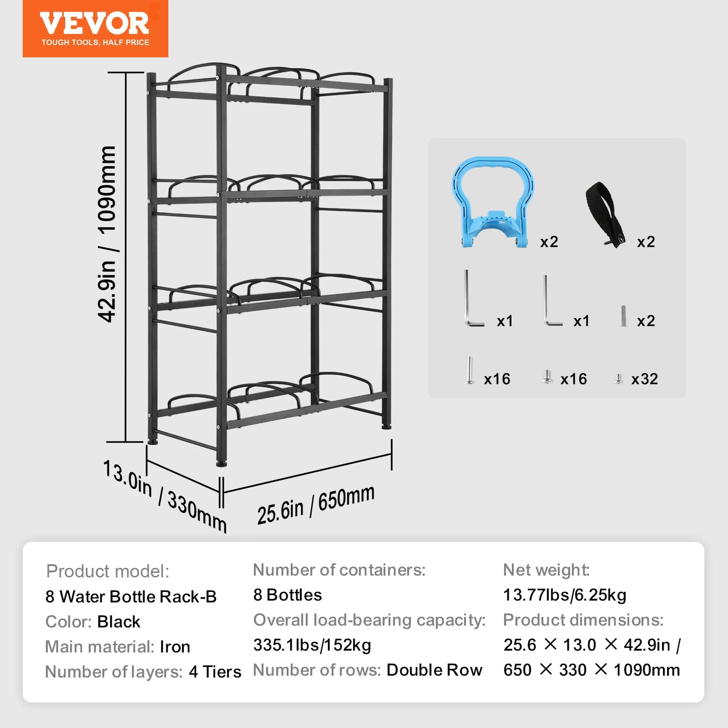 SucceBuy 5 Tier Water Jug Holder Iron Bottle Rack Unit