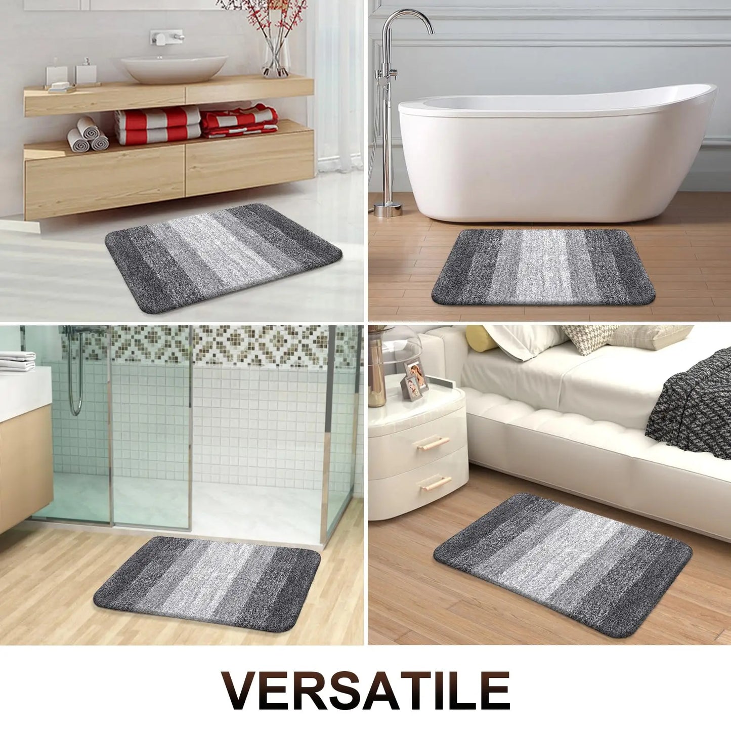 ZUIDIDCN Microfiber Bathroom Rug Anti Slip Quick Dry