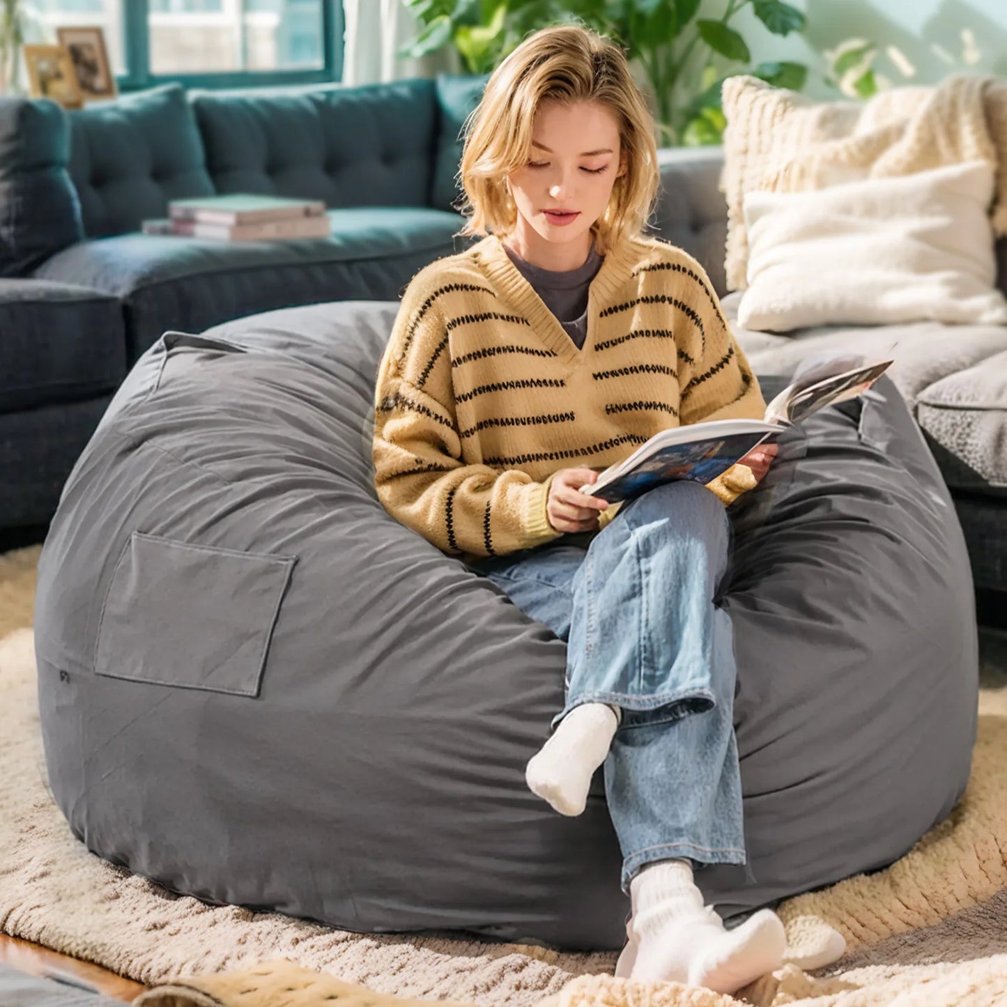 JHK Oversized Bean Bag Chair For Gaming And Home Lounge