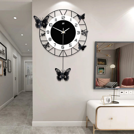 Hign-concerned Modern Wrought Iron Butterfly Wall Clock