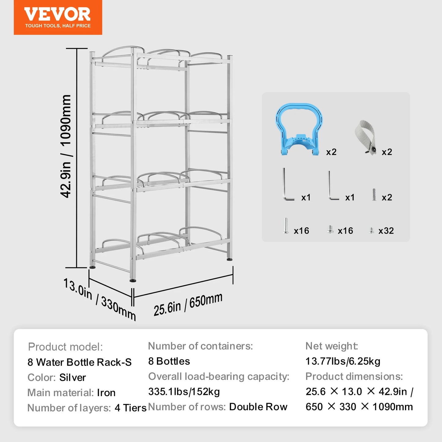 SucceBuy 5 Tier Water Jug Holder Iron Bottle Rack Unit