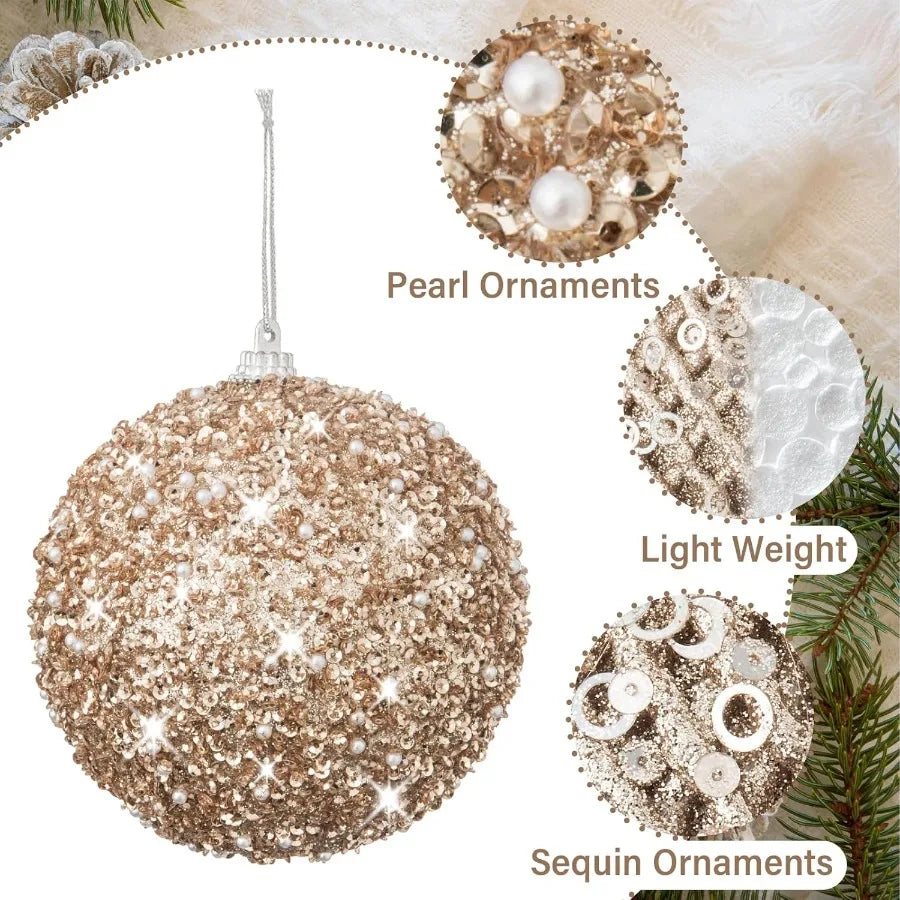 3.15 Christmas Ball Ornaments Glitter Shatterproof Christmas Tree Ornaments Sequin Xmas Hanging Balls Decorations for Wedding P