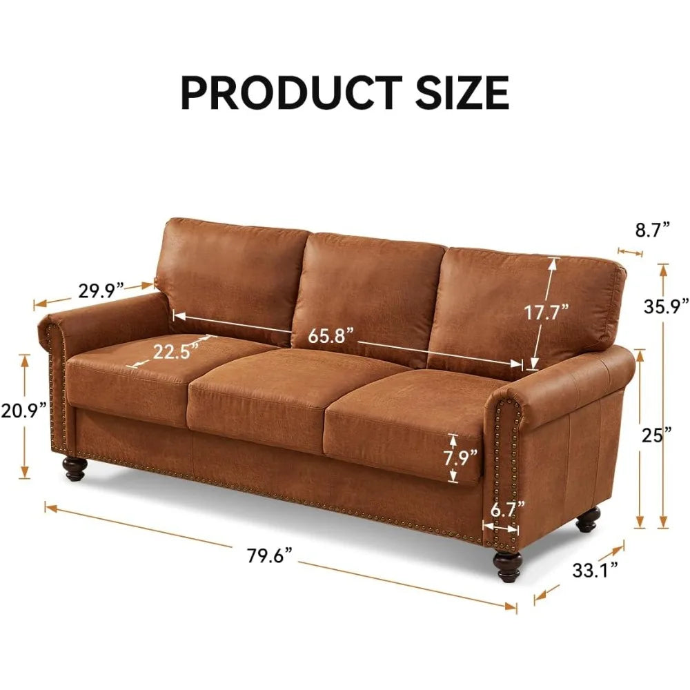 ZUIYU Mid Century Modern Sofa With Storage Nailhead Trim