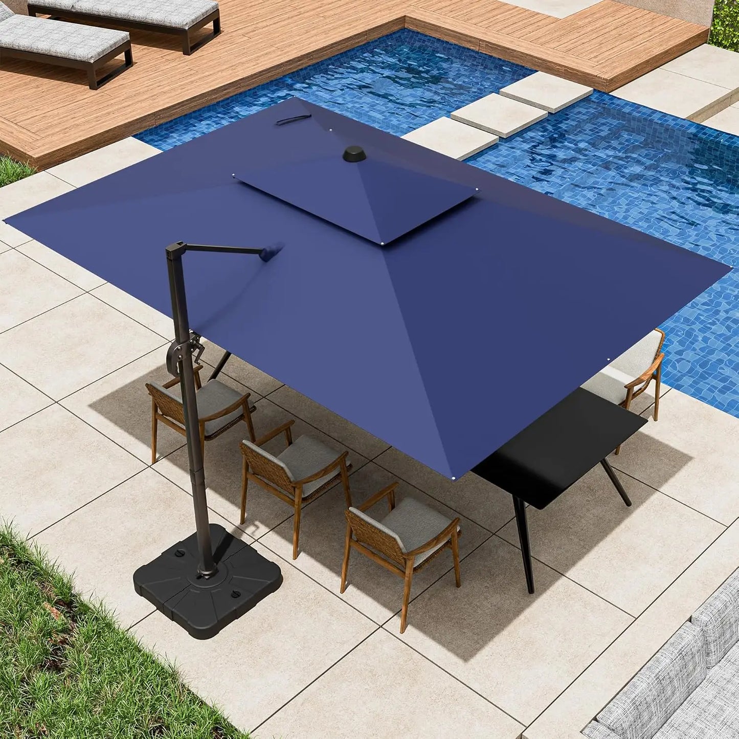 HUANZHUANG Cantilever Patio Umbrella 360 Rotation Windproof
