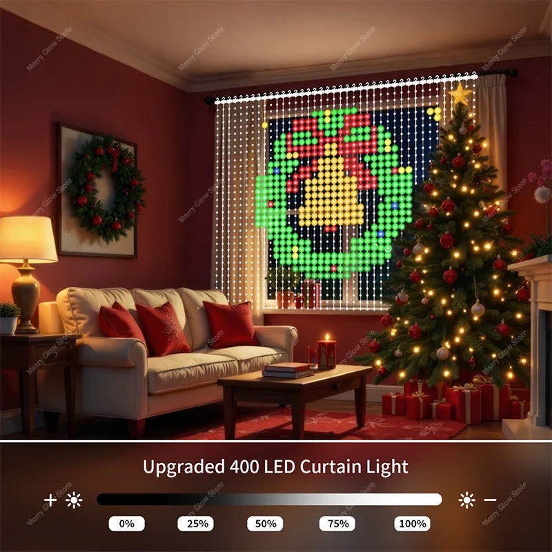 Smart LED RGB Curtain Lights USB App Control String  Music Sync DIY Pattern and Text Programmable Fairy Lights for Christmas