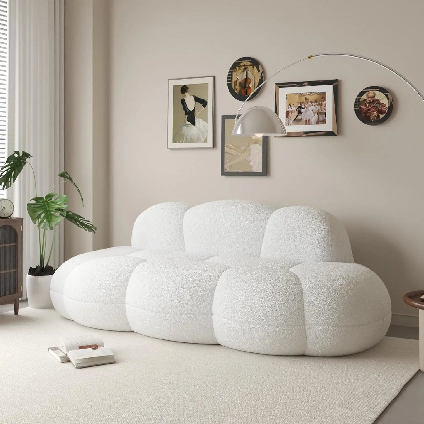 Color Cloud Shaped Floor Sofa Boucle Deep Seat Loveseat